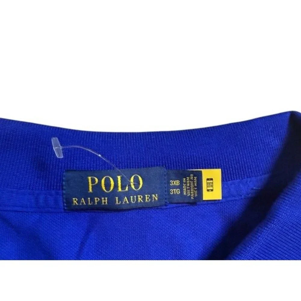 Polo Ralph Lauren Mens Size 3XB Long Sleeve Polo Shirt  Blue Mesh Classic Preppy